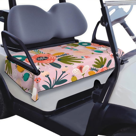 Elegant Flowers Print Golf Cart Bench Cover 51" x 31" Universal Front Seat Towel Protects Original Upholstery Soft Fabric