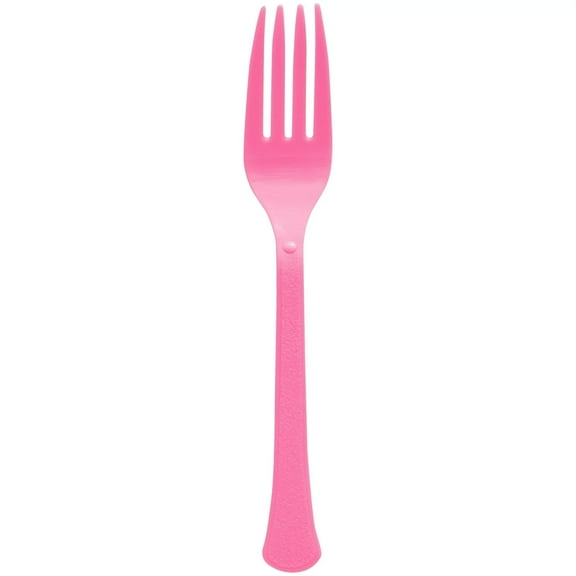 Amscan 8017.103 Premium Bright Pink Plastic Forks, 50ct