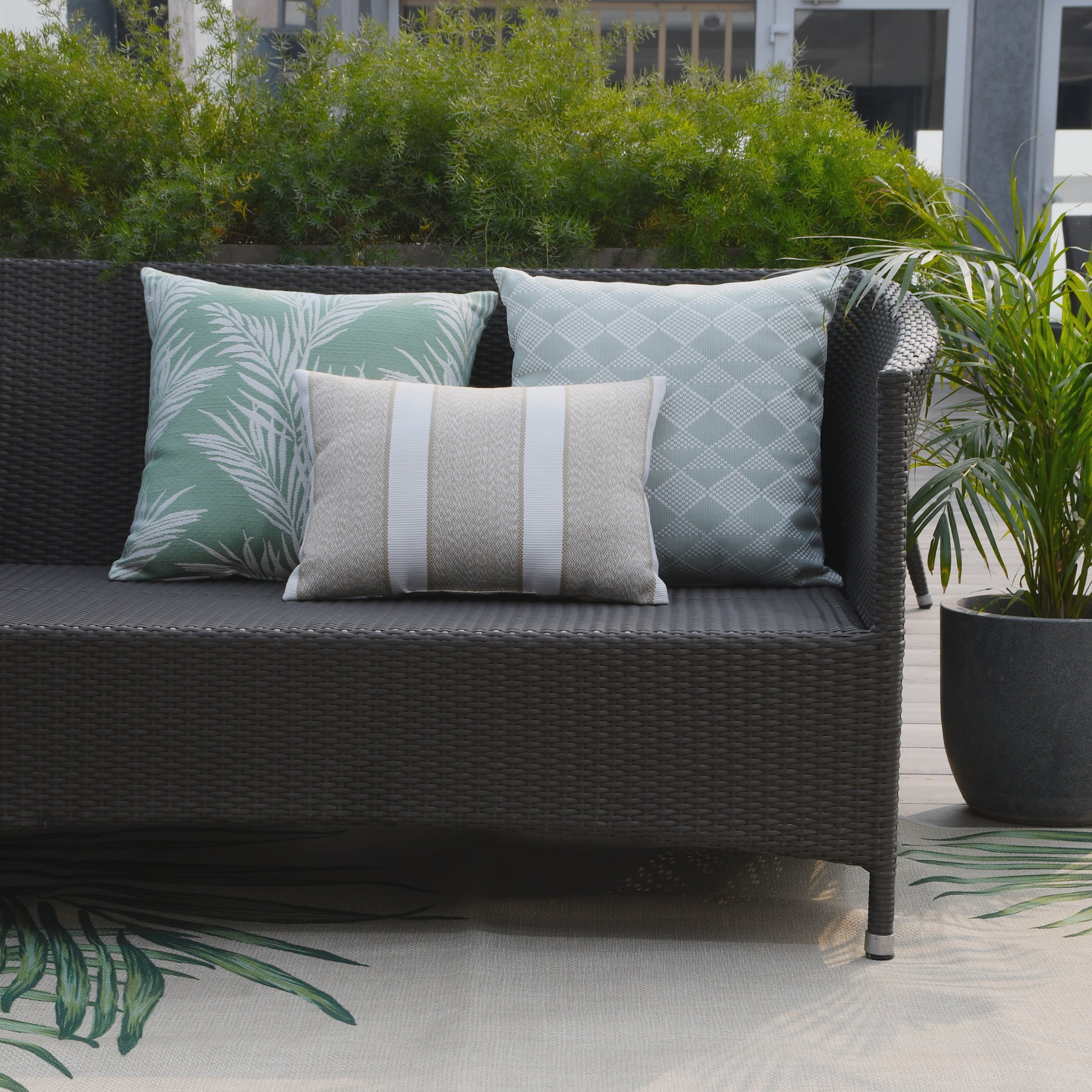 Better Homes & Gardens 18" x 13" Tan Texture Stripe Outdoor Pillow