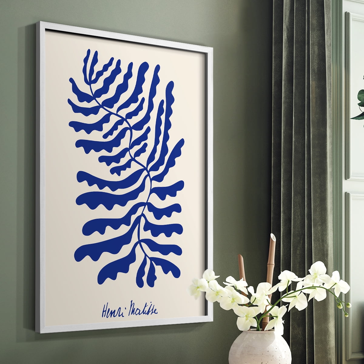 Matisse CDXCIV in White Solid Wood Framed Print No Nail Hanging