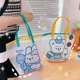 thumbnail image 4 of Bolsa de playa de jalea de PVC transparente, bolso de mano grande con estampado de conejo de oso de dibujos animados Feliz Sencillez, 4 of 5