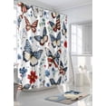 thumbnail image 3 of Patriotic Butterfly 4th of July Shower Curtain, Boho Floral Red White Blue Bathroom Decor Curtains Set with Hooks, Waterproof Fabric Home Accessories， Stall 54 X 78 Inch, 3 of 6