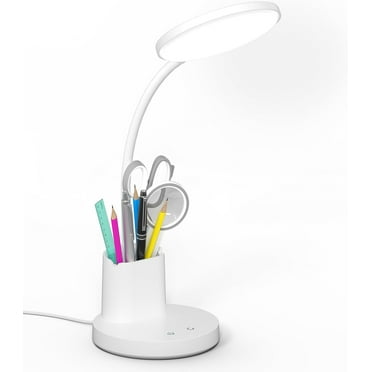 Hansang Desk Lamp, Desk Lamps for an Office in Home, Table Lamp with 3 Color Modes, Dimmable Reading Light with Pen Phone Holder, White