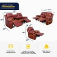 thumbnail image 2 of Lifestyle Furniture Ashland 3-Pieces Recliner PU Sofa Set in Red, 2 of 5