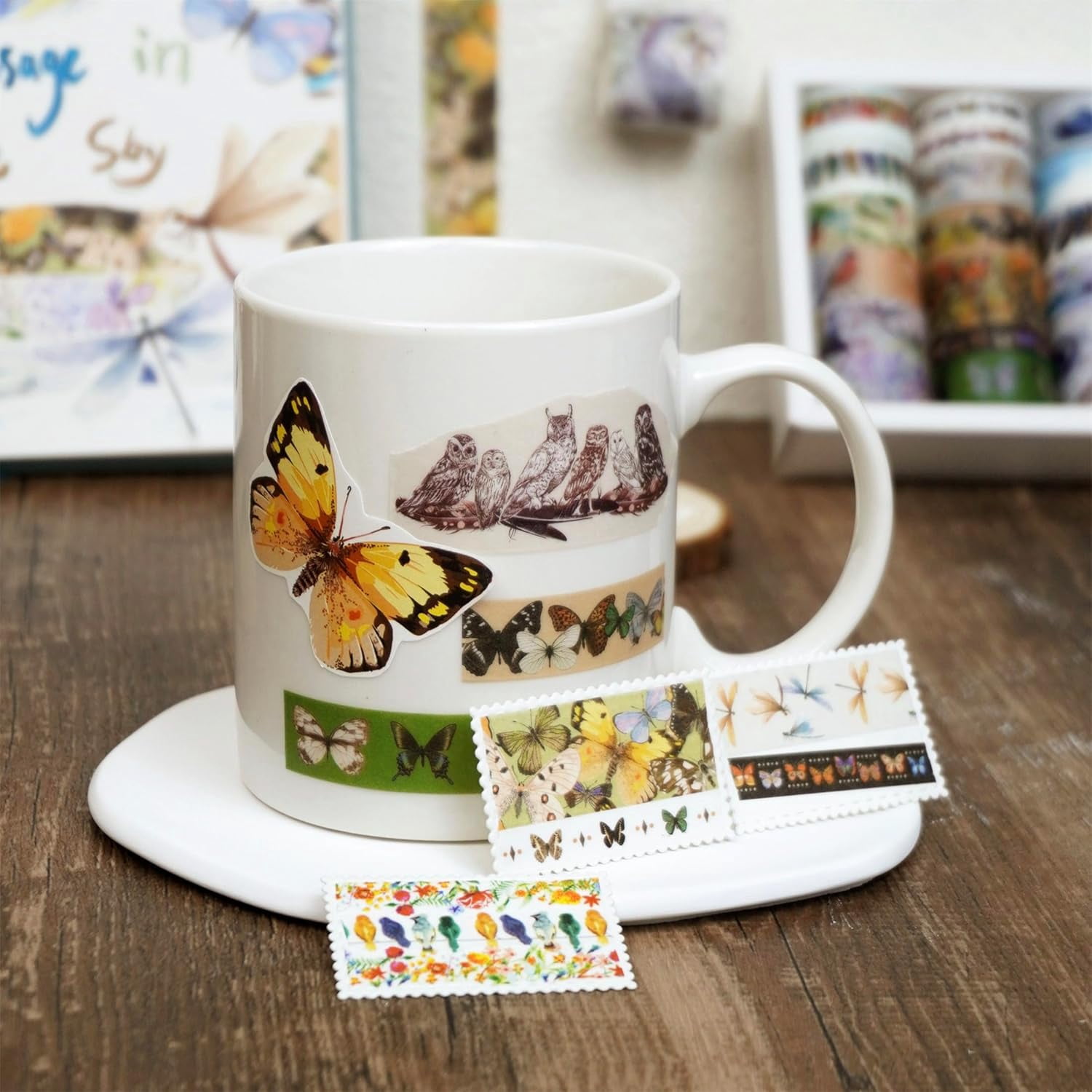 Landscaping Washi Tape Pack 20 Rolls Insects Birds Printed Masking Tape Vintage Decorative for Arts, DIY Crafts, Journal Supplies, Planners, Scrapbook, Card/Gift Wrapping