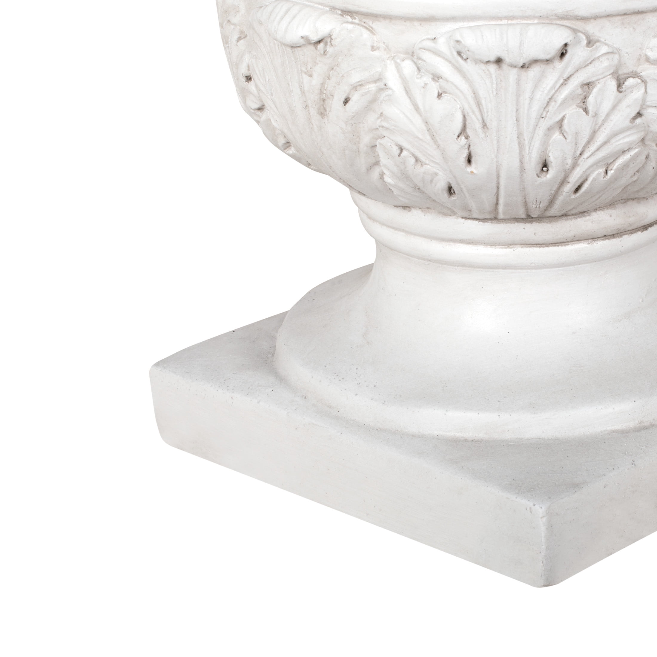 Christopher Knight Home 18" Classical Pedestal Urn Planter, Outdoor Acanthus Leaf Flower Pot, Antique White