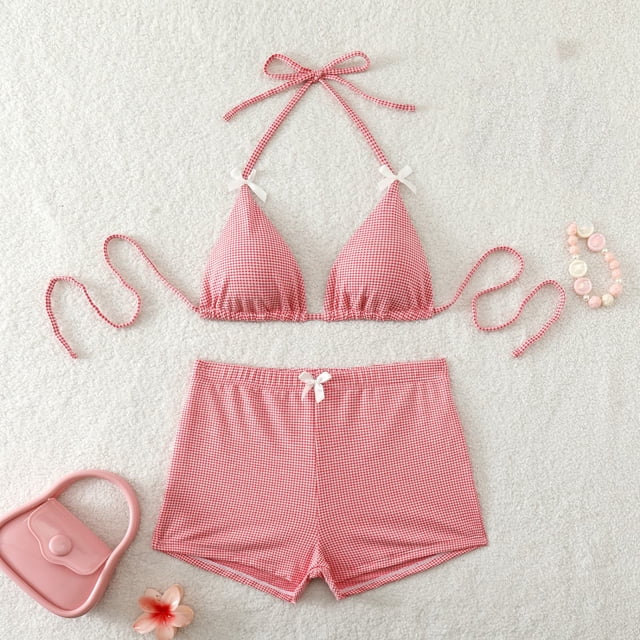 Trajes de baño para mujer, bikinis de cintura alta con cordón ajustable, traje de baño fruncido, conjunto dividido, trajes de baño para mujer, trajes de baño para mujer, traje de baño para mujer, traj