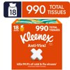 Kleenex Anti-Viral Facial Tissues, 18 Cube Boxes, 55 Tissues per Box, 3-Ply