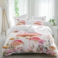 thumbnail image 2 of Pink Mushroom Bedding 3 Piece Duvet Cover Set California King, Spring Botanical Floral Summer Soft Microfiber Comforter Cover with Zipper Closure & Pillowcases, Wrinkle & FadeResistant Quilt Cover, 2 of 9