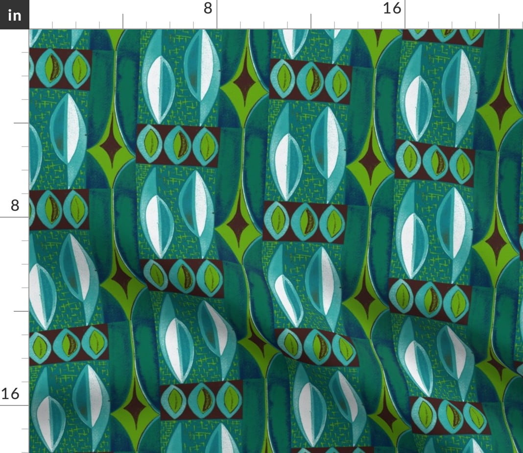Spoonflower Fabric Mid Century Modern Tiki Retro Mod Printed on