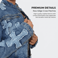 thumbnail image 2 of Women's 2 Piece Denim Outfits Y2K Cross Patchwork Zip Up Denim Jacket and Mini Skirt Set Streetwear Clubwear, 2 of 6