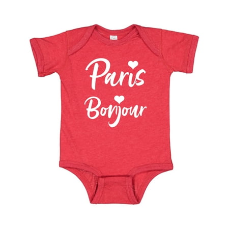 

Inktastic Paris Bonjour with Hearts in White Text Gift Baby Boy or Baby Girl Bodysuit