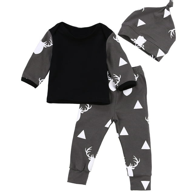 Toygogo 3 Piezas Niños Bebés Niños Niñas Ciervos Ropa Conjunto Conjuntos Camiseta / Pantalones / Sombrero 0-24 M 70cm Zulema Trajes para niños