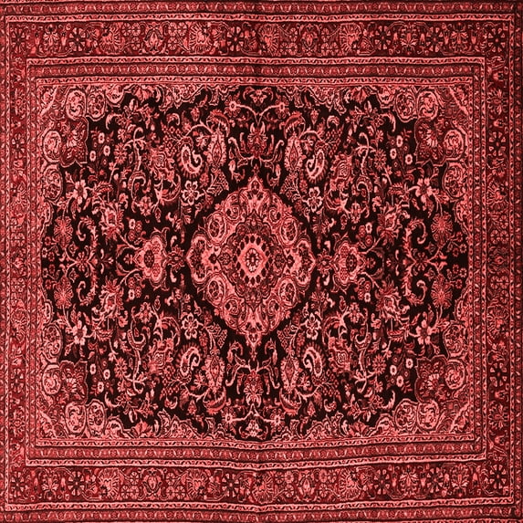 Ahgly Company Indoor Square Medallion Red Traditional Area Rugs, 7' Square