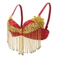 thumbnail image 1 of De Danza De Vientre Con Lentejelas Borlas De Tops Traje De Cantante Baile Latino Accesorios De Disfraces rojo Sunnimix Sujetador para danza del vientre, 1 of 8