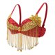 thumbnail image 1 of de danza del vientre para mujer, con borlas y lentejuelas, ropa de baile para actuación de carnaval rojo BLESIY Sujetador para danza del vientre, 1 of 8
