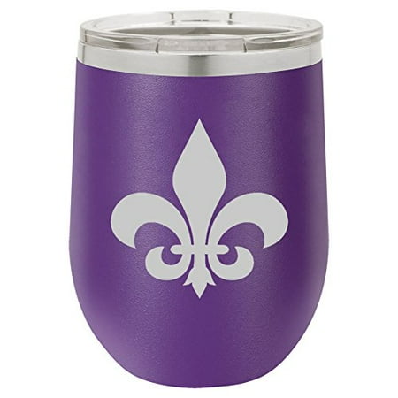 Fleur De Lis Entertainment Center (12 oz Double Wall Vacuum Insulated Stainless Steel Stemless Wine Tumbler Glass Coffee Travel Mug With Lid Fleur-De-Lis)