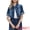 Deep Blue, variant on DARING DIVA Women's Rolled Sleeve Button Down Crop Jean Jacket XS Deep Blue