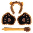 thumbnail image 1 of Frcolor Lovely Lion Cosplay Costume Kit Halloween Costume Lion Paw Mittens Ears Headband And Tail Set For Kids And Adults (brown, 1 of 2