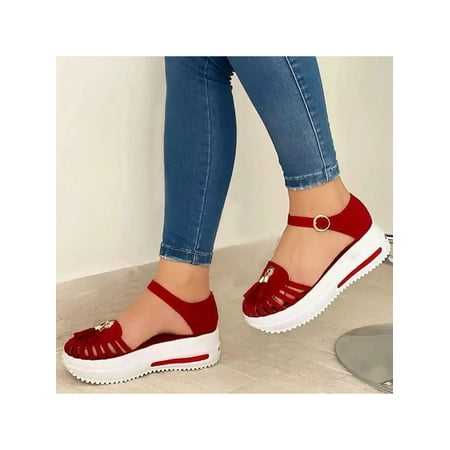 

Avamo Women s Ankle Buckle Flatform Shoes Summer Comfortable Party Wedges Hollow Sandals