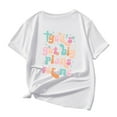 thumbnail image 5 of Hauts d'Été pour Enfants Filles T-Shirts Décontractés à Imprimé Lettre Multicolore Col Rond Manches Courtes Tee-Shirt Fille Blanc 8 Ans-9 Ans, 5 of 5