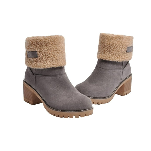 HEANUJJ Women's Snow Boots Warm Winter Boots Grey Anti- Casual Outdoor Footwear Pair