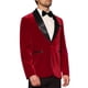 thumbnail image 4 of BLAZER DE LANA PARA HOMBRE CON SOLAPA CHIC, UN BOTÓN, AJUSTE SLIM, TRAJE DE VELVET PARA BODA, CHAQUETA OSCURA ROJA, 4 of 4