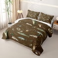 thumbnail image 3 of Feelyou Camouflage Fishing Bed Spread Queen for Men Adults, Retro Deer Duck Bass Camping Wildlife Queen Coverlet Set, Brown, 3-Piece, 3 of 7