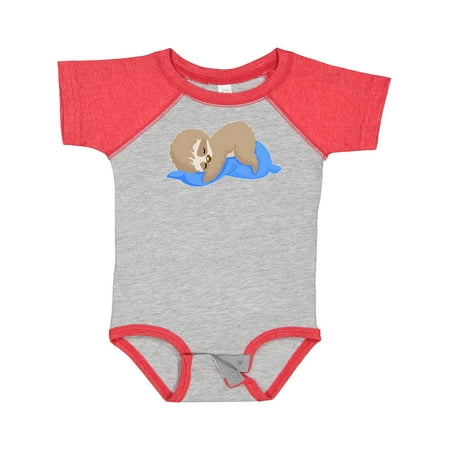 

Inktastic Cute Baby Sloth Sleeping on Blue Pillow Gift Baby Boy or Baby Girl Bodysuit
