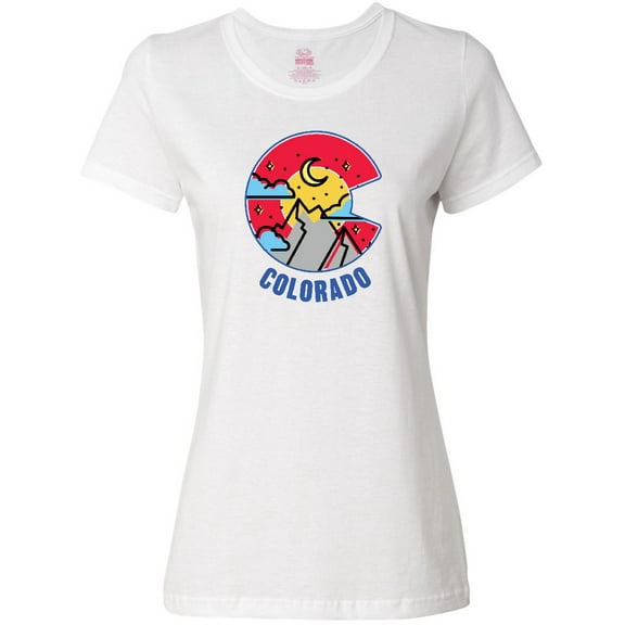 Inktastic Colorado Mountain Scene with Clouds and Moon Women's T-Shirt