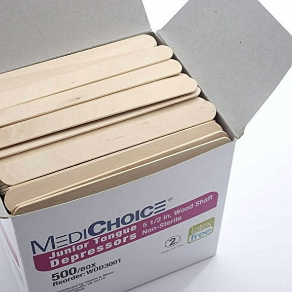 MediChoice Tongue Depressors, Junior, , Non-Sterile, Wood, 5.5 Inches Long 5/8 Inches Wide (Box of 500)