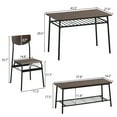 thumbnail image 7 of 6 Piece Dining Table Set, Wooden Dining Table with Storage Rack, 4 Chair and Bench, Stainless Steel Frame Modern Dining Set for Home, Kitchen, Breakfast Small Space, Easy Assembly, Deep, 7 of 7