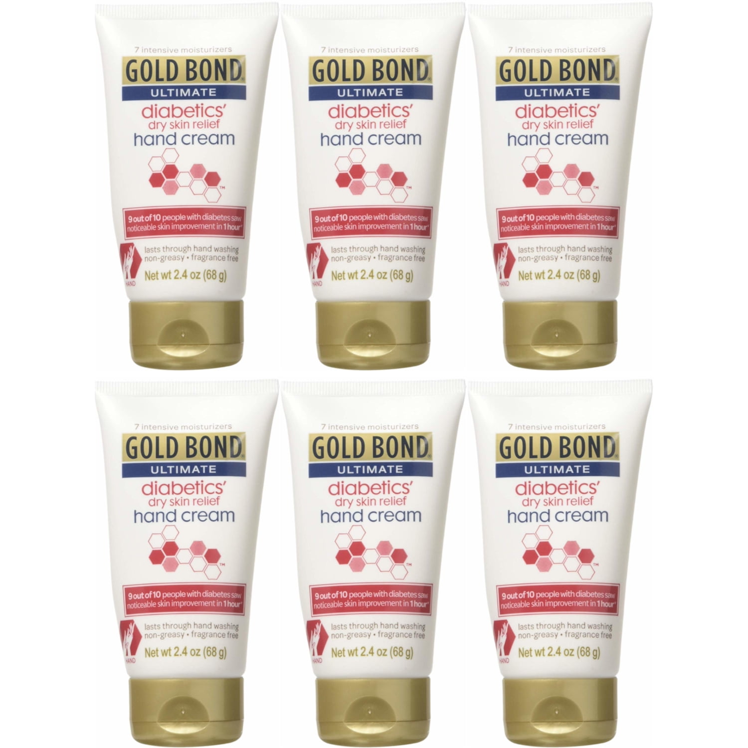 6 Pack Gold Bond Ultimate Diabetics's Dry Skin Relief Hand Cream 2.4 Oz