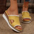 thumbnail image 4 of ZEZKT Women's Flat Slippers Sandals Dressy Summer Open Toe Slip On Leather Slide Sandals Yellow 8.5, 4 of 7