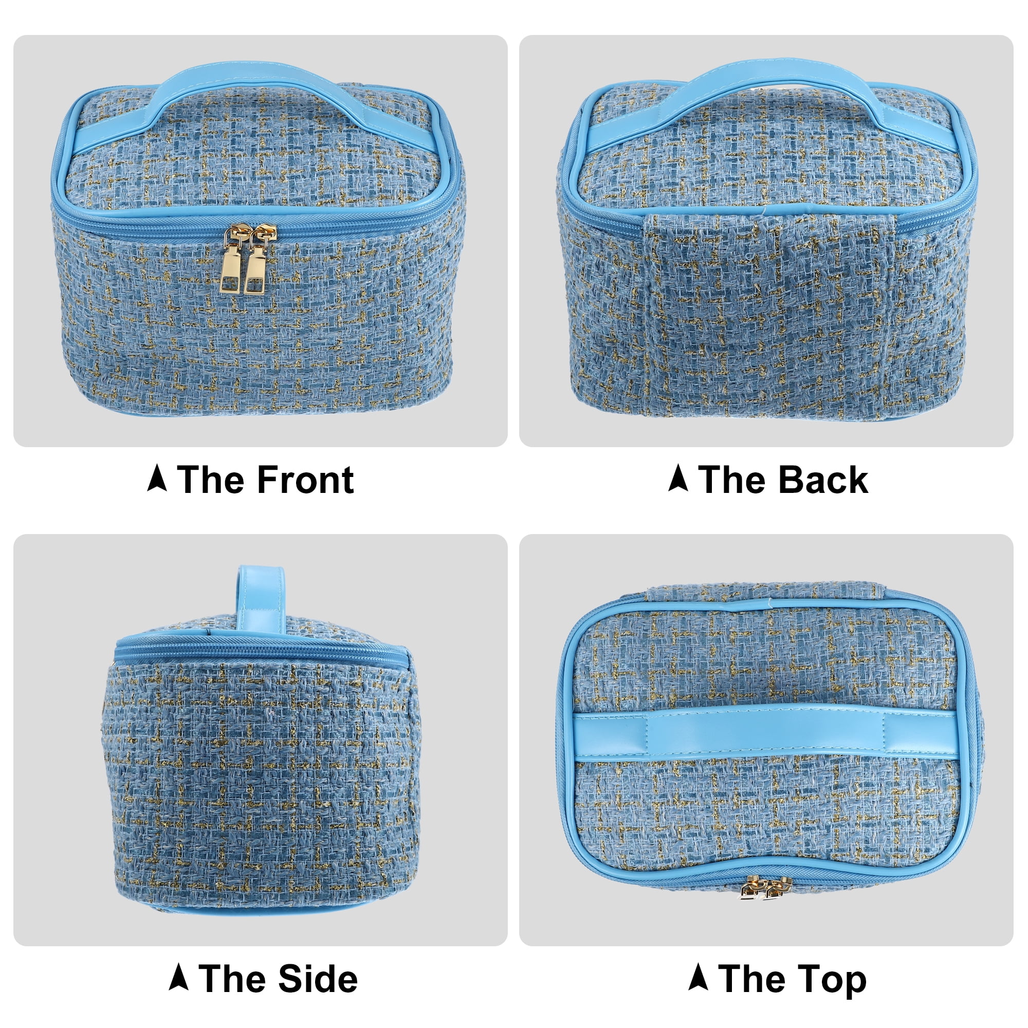 Unique Bargains Floral Makeup Bag Zipper Flower Cosmetic Pouch Blue