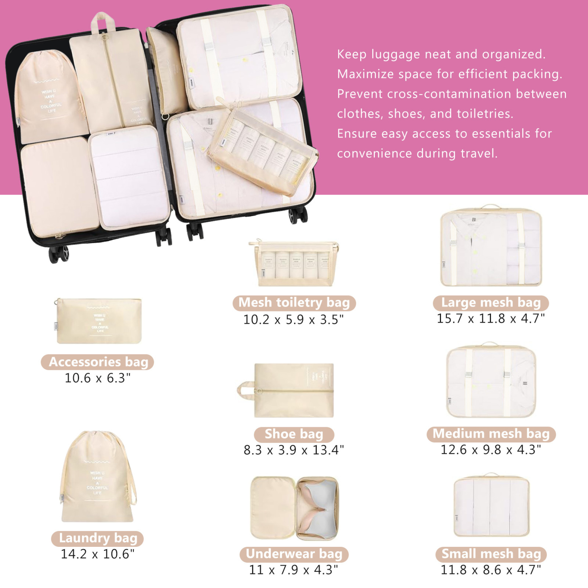 Hardshell ABS Luggage Set - Carry-On Suitcases with Dual Spinner Wheels,Check-In Sizes for Travel & Business