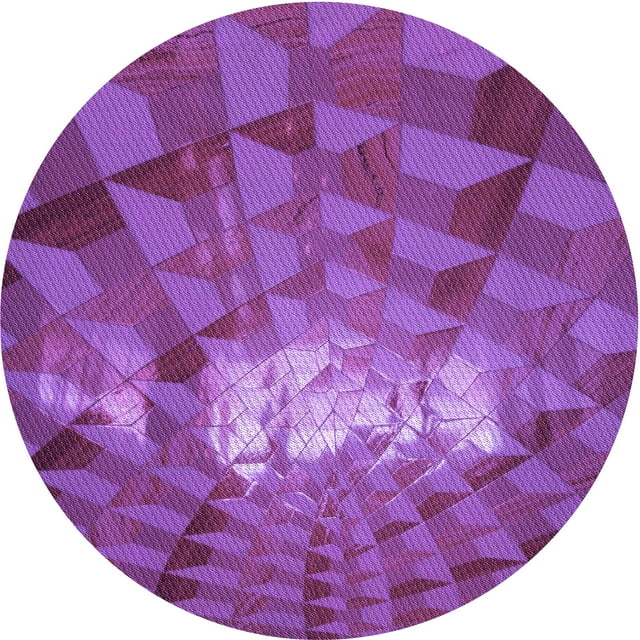 Ahgly Company Machine Washable Indoor Round Transitional Dark Magenta Purple Area Rugs, 8' Round
