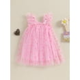 thumbnail image 2 of Wassery Kids Girl Princess Dress 6M 12M 18M 24M 3T 4T Toddler Girls Sparkle Heart Print Sleeveless Tulle Tutu Dress Summer Party Casual Dress, 2 of 7
