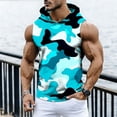 thumbnail image 2 of YLSDY Men's Camouflage Sleeveless Hooded Vest, Basic Drawstring Pullover for Sports and Casual Outfits Blue XL, 2 of 9