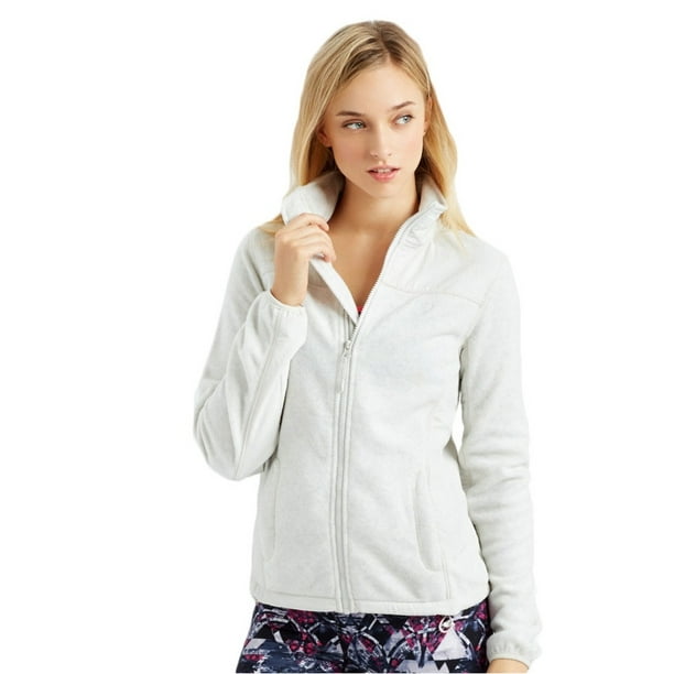 Aeropostale Aeropostale Womens Full Zip Fleece Jacket, White, Large