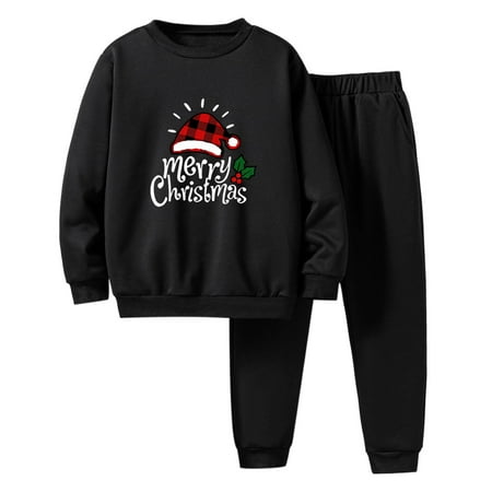 

Toddler Boys Girls Winter Christmas Long Sleeve Letter Prints Pullover Tops Pants 2PCS Outfits Clothes Set Cute Baby Girl Clothes Newborn Boy Winter Clothes Newborn Fall Outfit