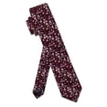 thumbnail image 4 of Cotton Floral Tie for Men 2.5" Printed Skinny Necktie Pocket Square Tie Clip Set Flower Wedding Party Groom Burgundy, 4 of 7
