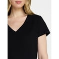 thumbnail image 4 of Time and Tru Women's Slub V Neck Tee with Short Sleeves, Sizes XS-XXXL, 4 of 5