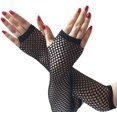 thumbnail image 1 of 1 par de guantes largos de rejilla Hasta el codo Guantes de rejilla sin dedos para mujeres Niñas 80s Costo Afortunado Sencillez, 1 of 3