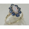 thumbnail image 2 of LBG British Made 14k White Gold Natural Opal & Sapphire Womens Promise Ring - 33 size options - Size 9.5, 2 of 9