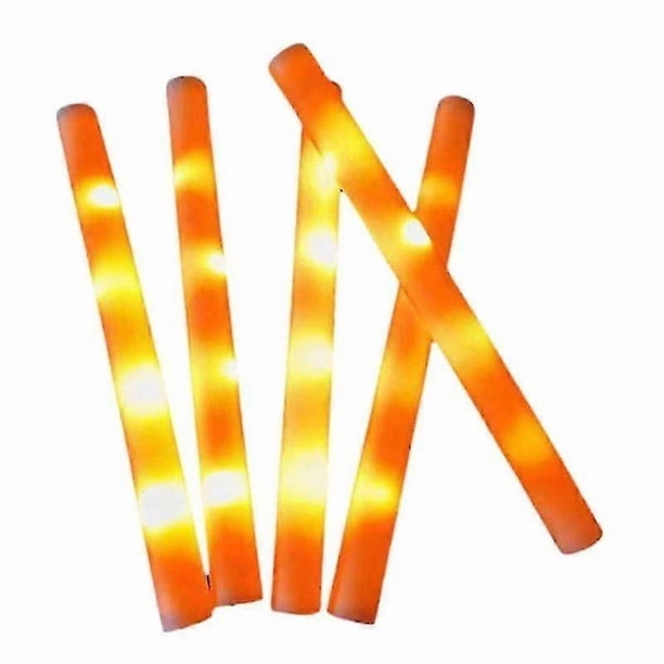 Orange LED Foam Sticks - Glitter Light Sticks Party Supplies for Kids Light Sticks, Carnival, Birthday, Wedding