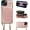 Rose Gold, variant on Crossbody Wallet Case for iPhone 13, RFID Blocking Leather Purse Case with Card Holder, Protective Handbag Flip Cover with Zipper Wrist Strap Lanyard for Women 5G 6.1 Inch (Black)