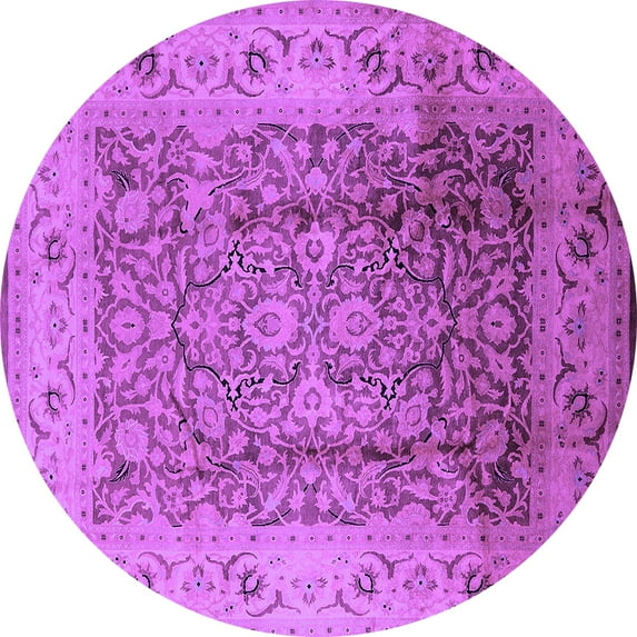 Ahgly Company Indoor Round Oriental Purple Industrial Area Rugs, 4' Round