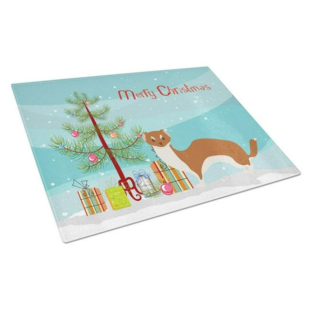 Carolines Treasures BB9237LCB Weasel Christmas Glass Cutting Board - Large