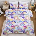 thumbnail image 3 of Btargot 3 Piece Colorful Rainbow Queen Bedding Set Kids Rainbow Purple Yellow Clouds Comforter Set, 3 of 12